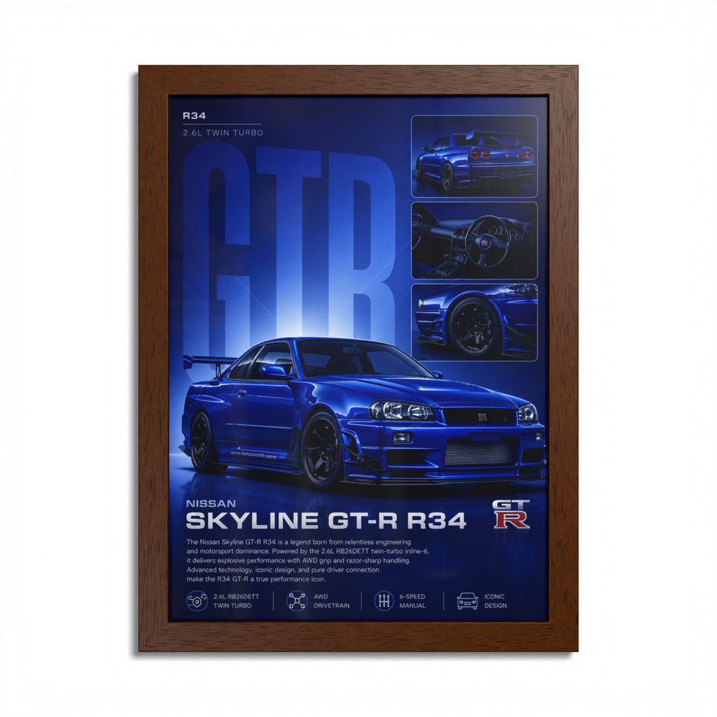 Nissan Skyline GT‑R R34 Framed Wall Art