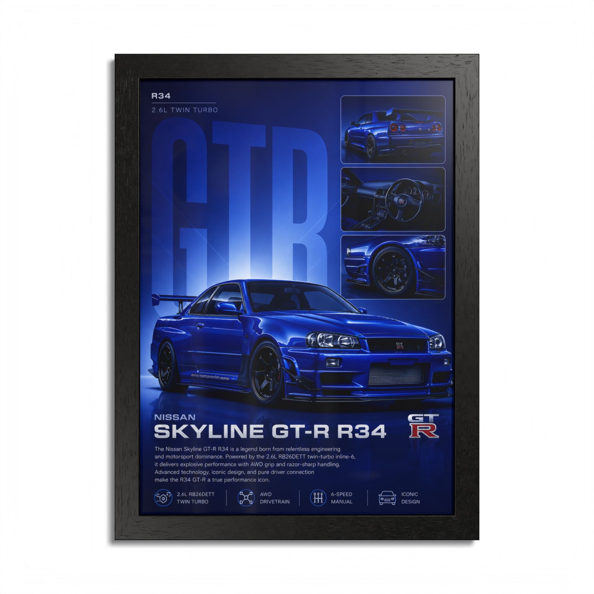 Nissan Skyline GT‑R R34 Framed Wall Art